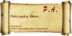 Petruska Ákos névjegykártya